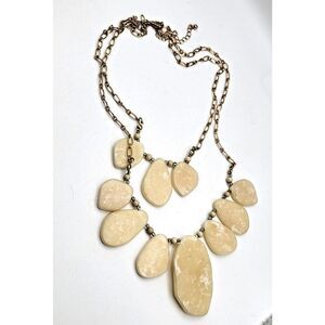 Chunky Statement Bohemian Ivory Double Stranded Necklace 21in